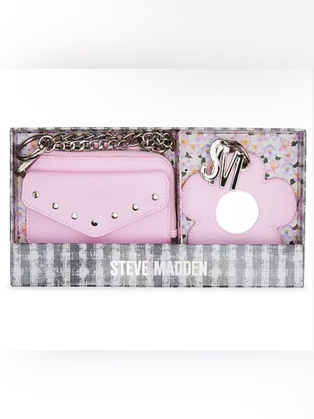Steve Madden Pink Cardholder with Silver Chain